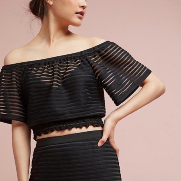 Tracy Reese Off-The-Shoulders Black Crop Top Size Small - Picture 2 of 13